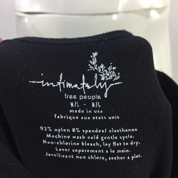 Free People Ribbed Long Sleeve Top Black M/L - Picture 4 of 15
